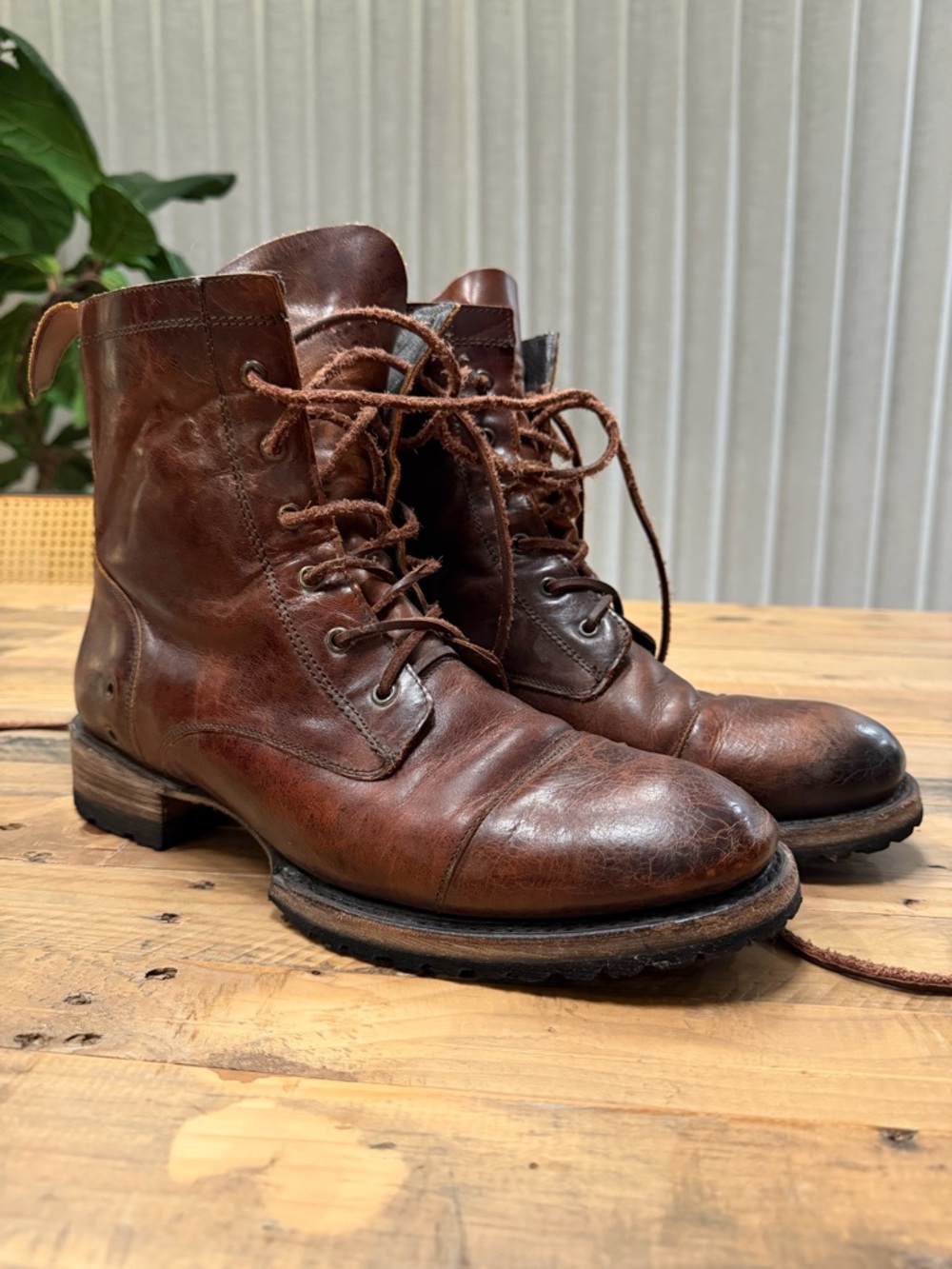 freebird Men's Rustic Brown Leather Lace-Up Boots